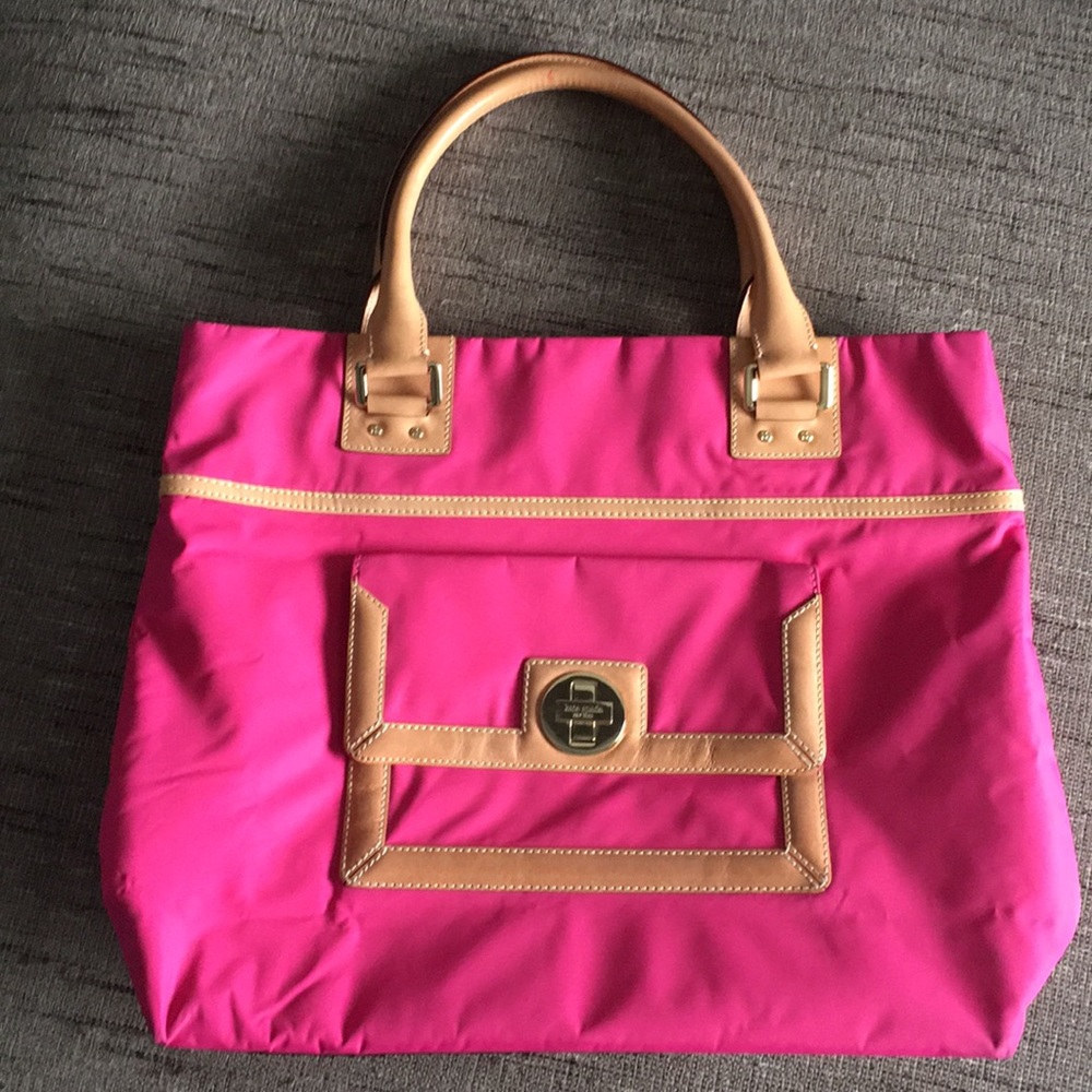 Kate Spade ♠️ pink tote turn lock nylon leather